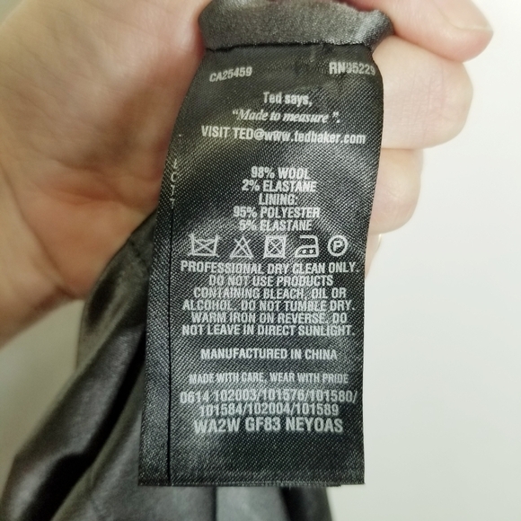 TED Baker London Women's Gray wool Skirt Side Zip Closure Pencil Size 2 - Picture 3 of 9